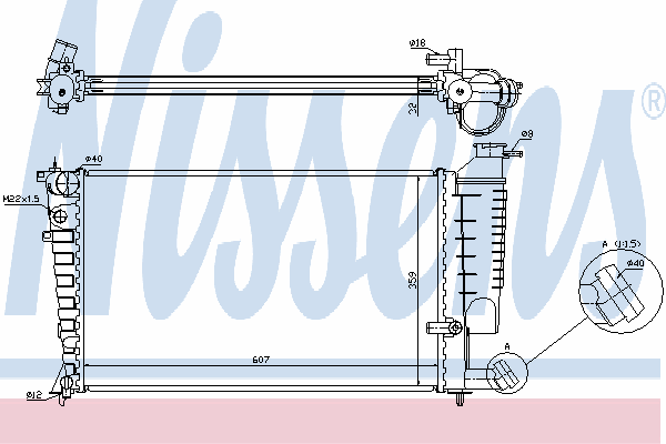 Radiador de esfriamento de motor 61332A Nissens