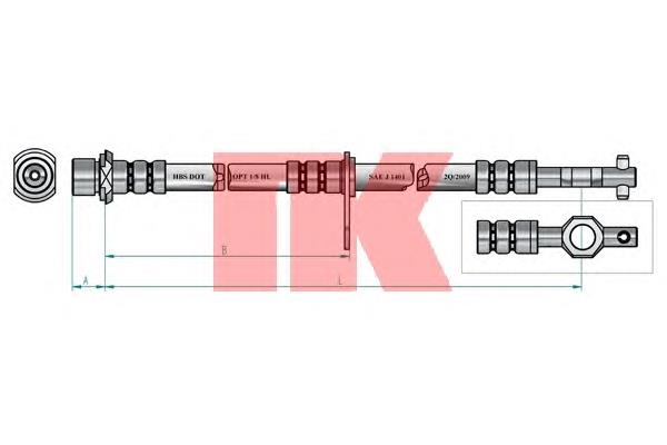 Шланг тормозной передний, левый NK 854555 цена, от 14.27 USD