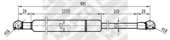 91109 Mapco amortecedor de tampa de porta-malas (de 3ª/5ª porta traseira)