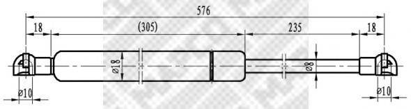 ZS03059 Japan Parts amortecedor de tampa de porta-malas (de 3ª/5ª porta traseira)