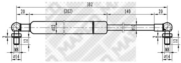 91540 Mapco amortecedor de tampa de porta-malas (de 3ª/5ª porta traseira)