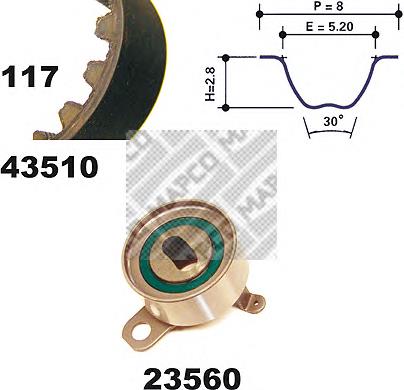 23510 Mapco correia do mecanismo de distribuição de gás, kit