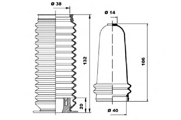 K150059 Moog bota de proteção esquerda do mecanismo de direção (de cremalheira)