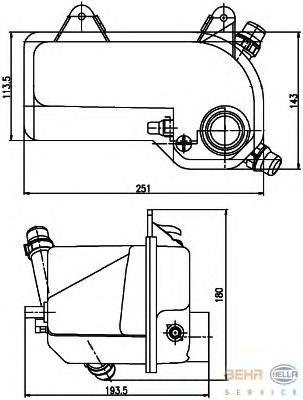 Купить 8MA376789721 HELLA Водяной бачок системы охлаждения