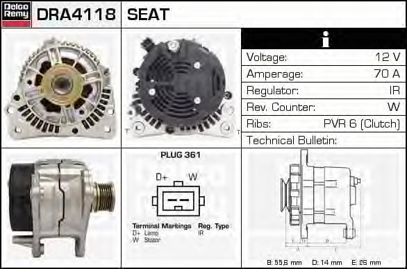 DRA4118 Delco Remy gerador