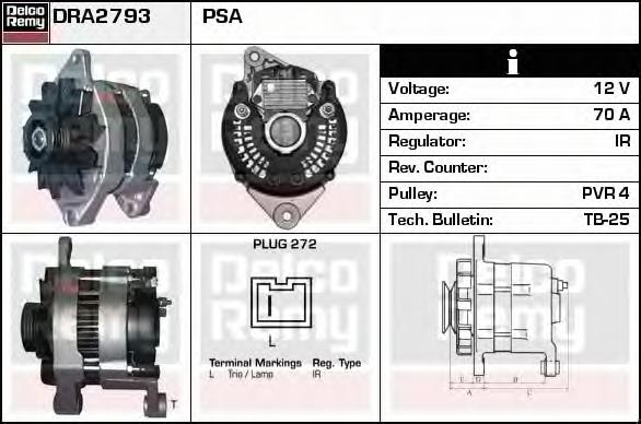 DRA2793 Delco Remy Генератор автомобильный