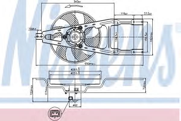 Ventilador elétrico de esfriamento montado (motor + roda de aletas) 85134 Nissens