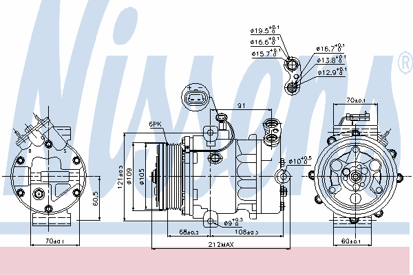 89095 Nissens compressor de aparelho de ar condicionado