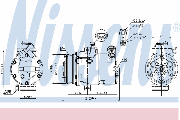 89196 Nissens compressor de aparelho de ar condicionado