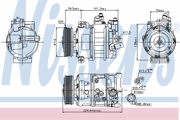 89020 Nissens compressor de aparelho de ar condicionado