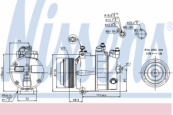 89031 Nissens compressor de aparelho de ar condicionado