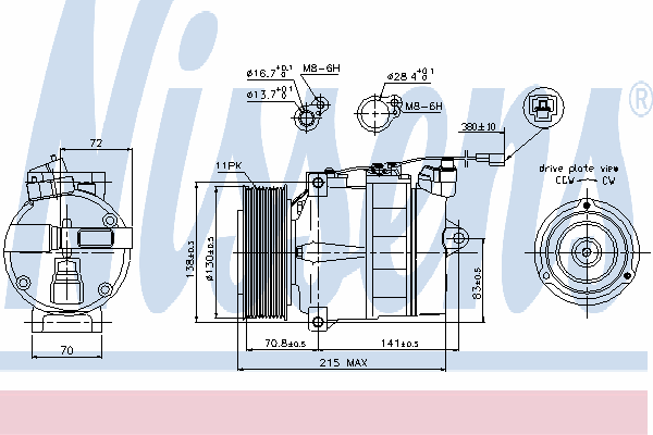 Compressor de aparelho de ar condicionado 89028 Nissens