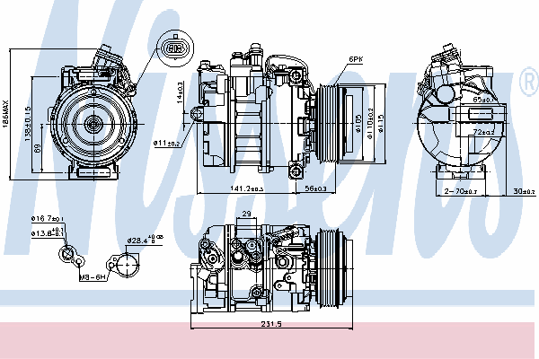 89075 Nissens compressor de aparelho de ar condicionado