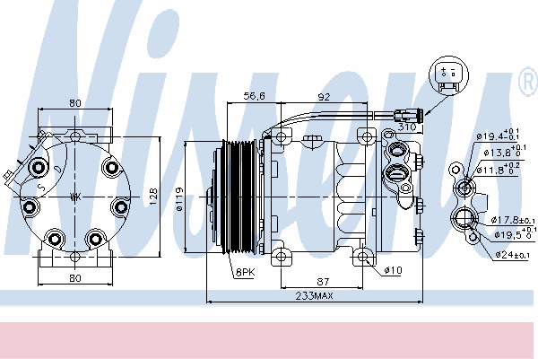 89035 Nissens compressor de aparelho de ar condicionado