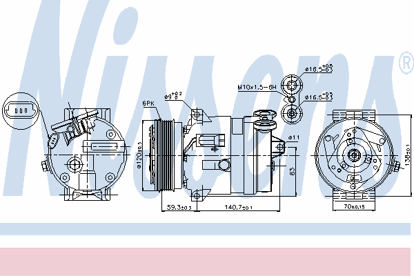 89057 Nissens compressor de aparelho de ar condicionado