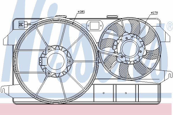 85264 Nissens difusor do radiador de esfriamento, montado com motor e roda de aletas