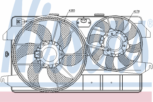 85263 Nissens difusor do radiador de esfriamento, montado com motor e roda de aletas