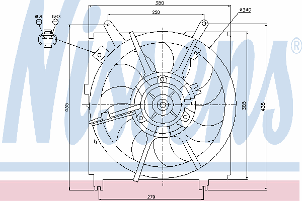 330284 ACR difusor do radiador de esfriamento, montado com motor e roda de aletas