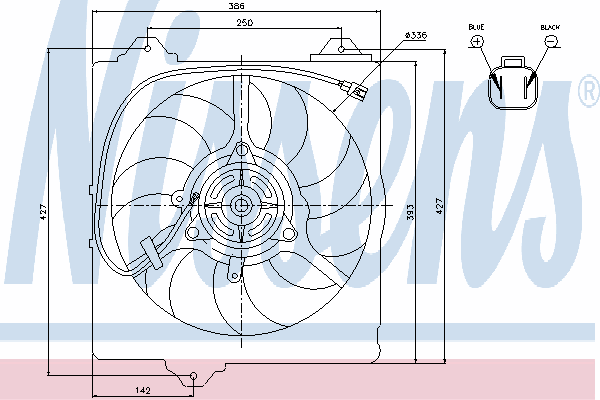 Ventilador (roda de aletas) do radiador de esfriamento direito 85242 Nissens