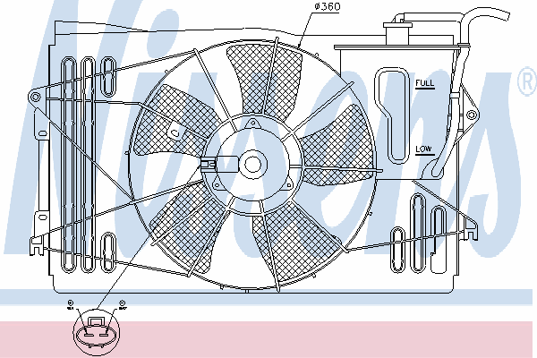 Difusor do radiador de esfriamento, montado com motor e roda de aletas 85232 Nissens