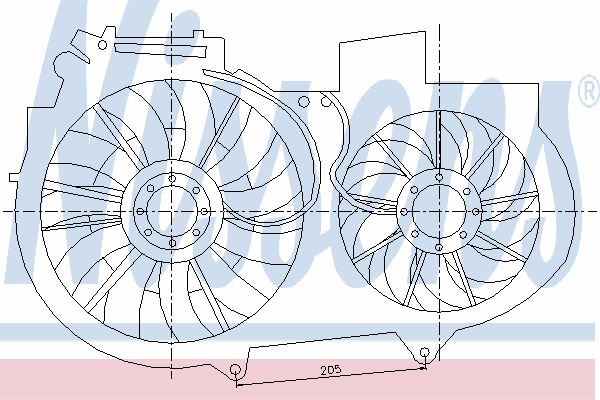 Difusor do radiador de esfriamento, montado com motor e roda de aletas 85247 Nissens