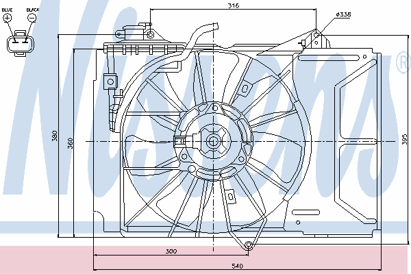 85328 Nissens difusor do radiador de aparelho de ar condicionado