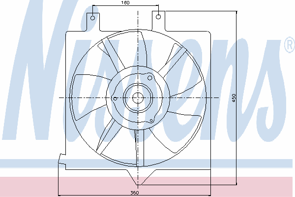 85282 Nissens difusor do radiador de aparelho de ar condicionado, montado com roda de aletas e o motor