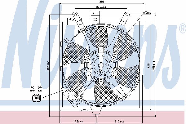 Difusor do radiador de esfriamento, montado com motor e roda de aletas 85299 Nissens