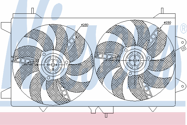 85165 Nissens difusor do radiador de esfriamento, montado com motor e roda de aletas