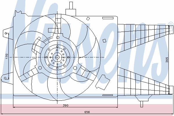 85137 Nissens difusor do radiador de esfriamento, montado com motor e roda de aletas