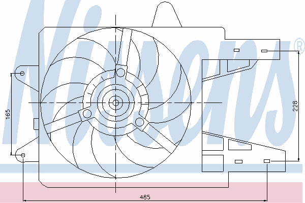 85140 Nissens difusor do radiador de esfriamento, montado com motor e roda de aletas