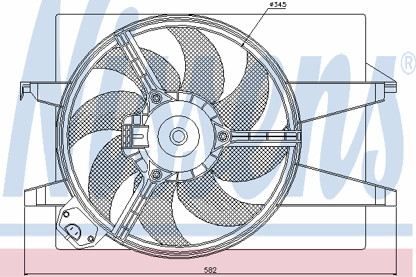 85220 Nissens difusor do radiador de esfriamento, montado com motor e roda de aletas
