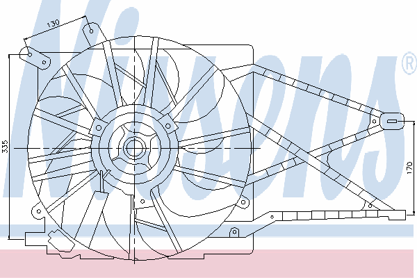 85185 Nissens difusor do radiador de esfriamento, montado com motor e roda de aletas