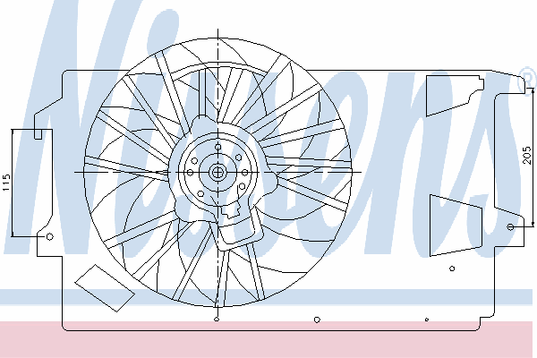 Difusor do radiador de esfriamento, montado com motor e roda de aletas 85199 Nissens