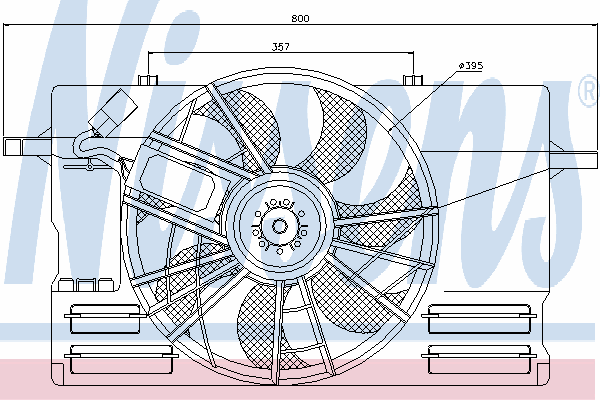 85492 Nissens difusor do radiador de esfriamento, montado com motor e roda de aletas