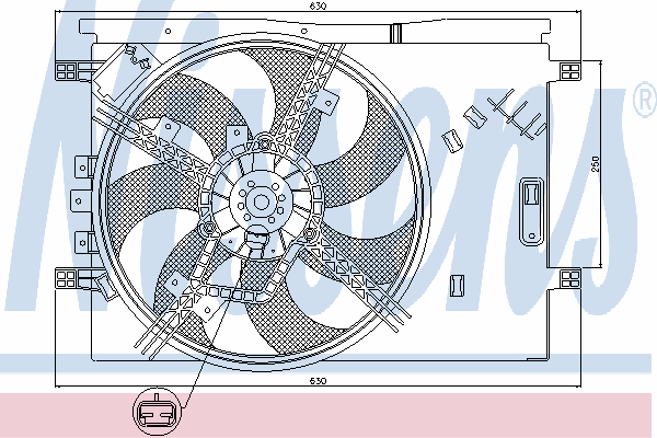 85563 Nissens difusor do radiador de esfriamento, montado com motor e roda de aletas