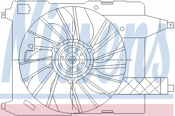 85515 Nissens difusor do radiador de esfriamento, montado com motor e roda de aletas