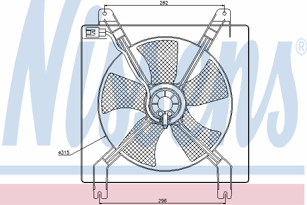 85355 Nissens difusor do radiador de esfriamento, montado com motor e roda de aletas