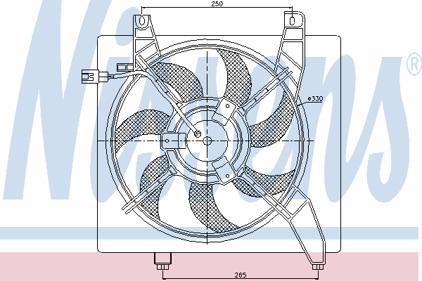 Difusor do radiador de esfriamento, montado com motor e roda de aletas 85364 Nissens