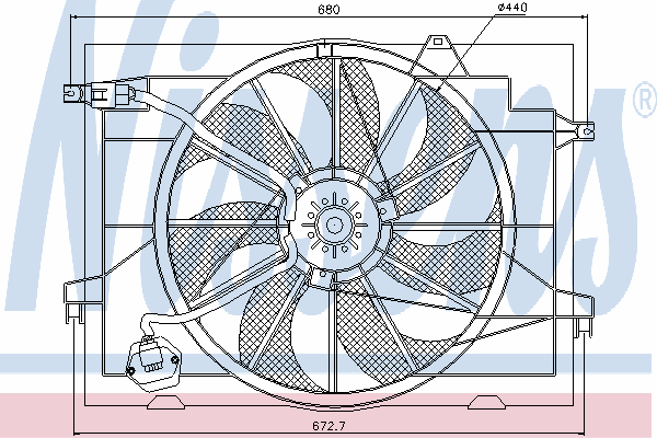 85366 Nissens difusor do radiador de esfriamento, montado com motor e roda de aletas