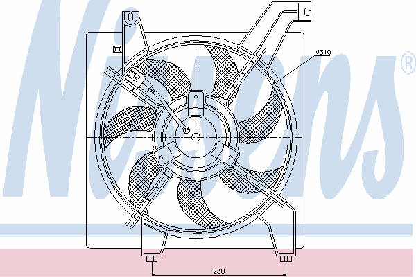 85368 Nissens difusor do radiador de esfriamento, montado com motor e roda de aletas