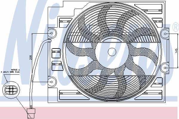 85421 Nissens ventilador elétrico de aparelho de ar condicionado montado (motor + roda de aletas)