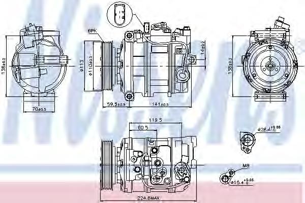 Compressor de aparelho de ar condicionado para Volkswagen Phaeton (3D2)