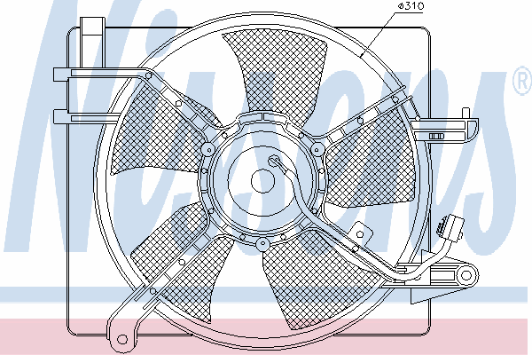 85061 Nissens difusor do radiador de esfriamento, montado com motor e roda de aletas