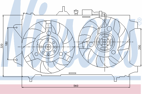 85053 Nissens difusor do radiador de esfriamento, montado com motor e roda de aletas