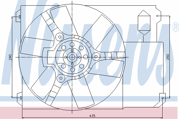 85020 Nissens difusor do radiador de esfriamento, montado com motor e roda de aletas