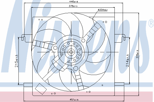 85028 Nissens difusor do radiador de esfriamento, montado com motor e roda de aletas