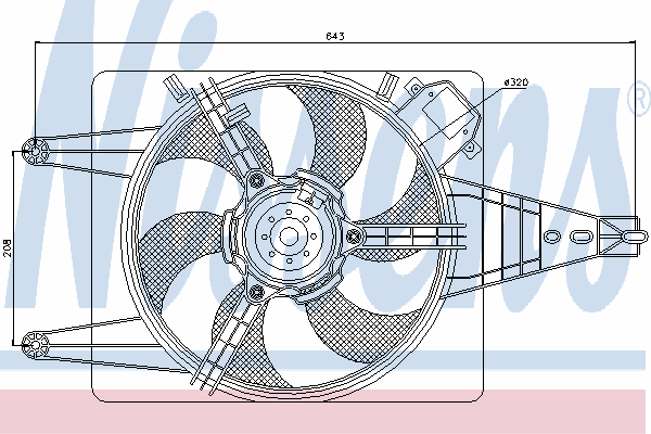 Difusor do radiador de esfriamento, montado com motor e roda de aletas 85100 Nissens