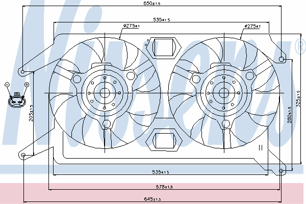 60693178 Fiat/Alfa/Lancia диффузор радиатора охлаждения, в сборе с мотором и крыльчаткой