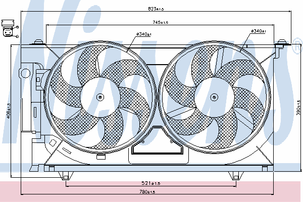 Difusor do radiador de esfriamento, montado com motor e roda de aletas 85074 Nissens